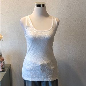 (35) White Sequin Tank Top